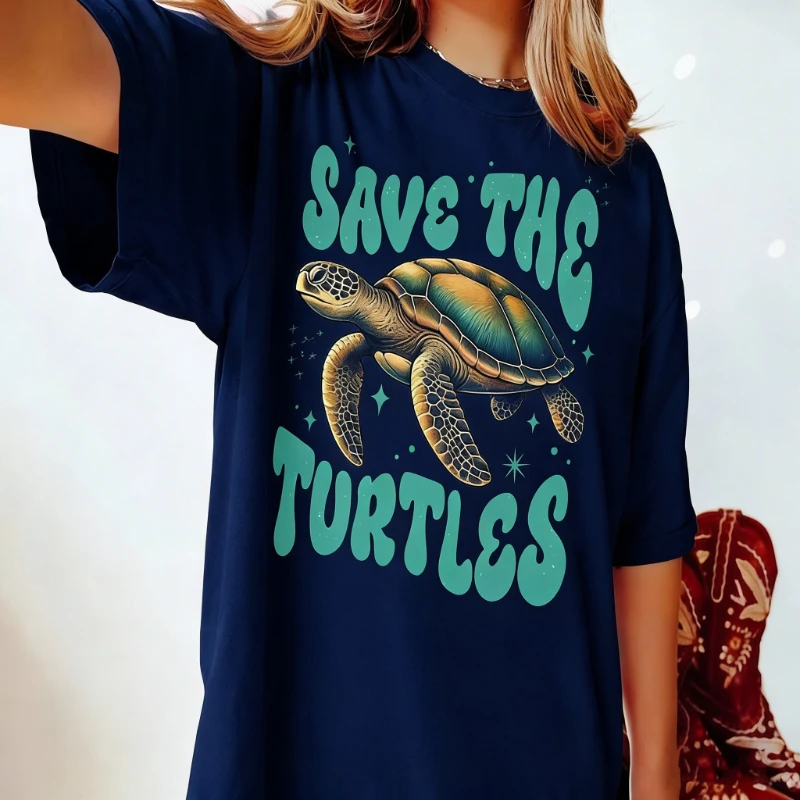 

Save Turtles Sea Lovers Gift Respect The Locals All-match Shirt Protect Our Oceans Beach Family Vacation Printed T-shirt Tops