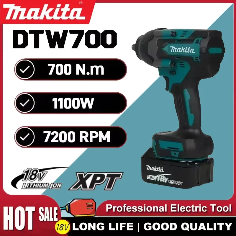 

Аккумуляторный ударный гайковерт Makita DTW700, 1000 Нм, бесщеточный, электрический, с высоким крутящим моментом, для авторемонта, электроинструмент