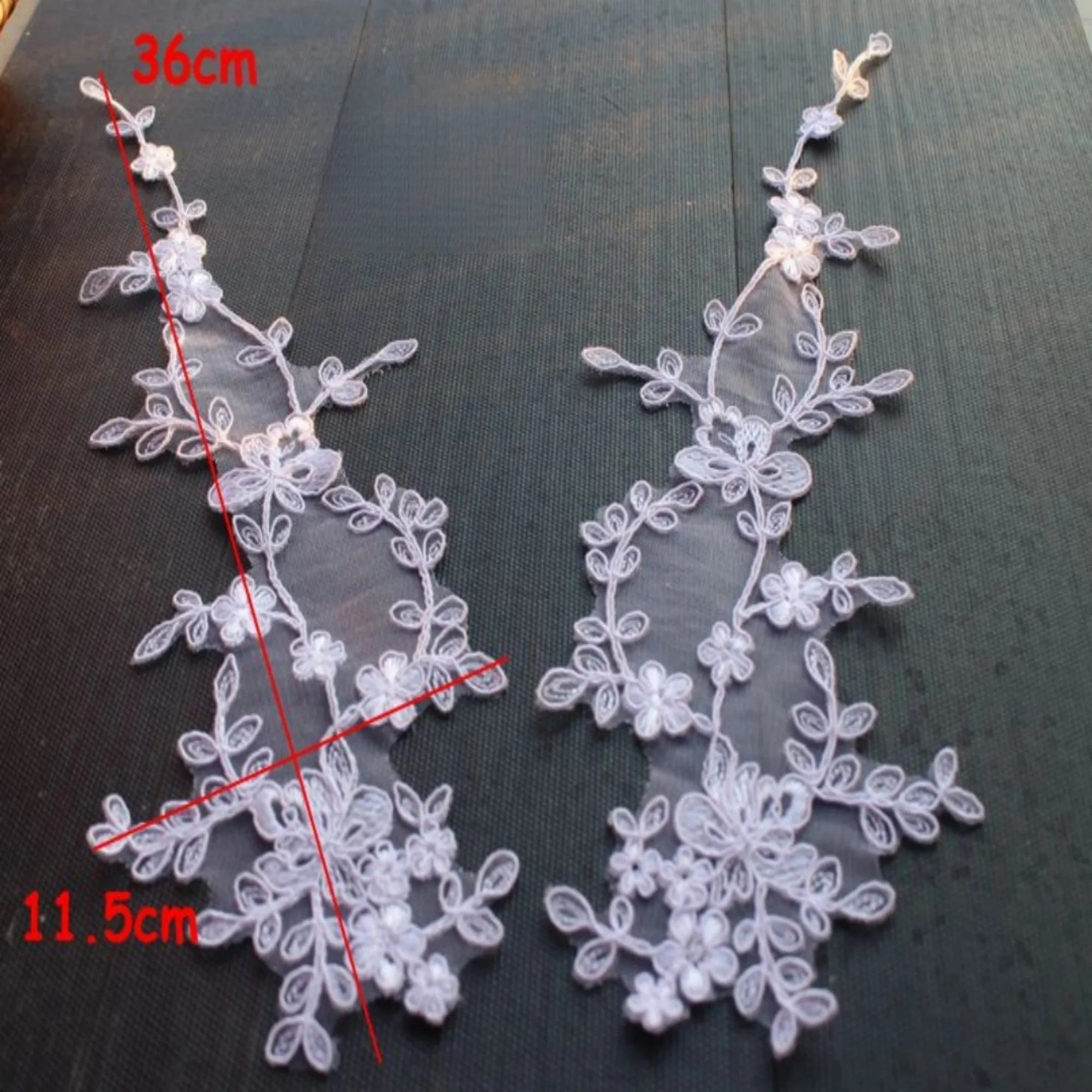 

1 Pair Alencon Lace Appliques,Ivory/white/black/red Embroidered Flowers,Patches For Wedding Supplies,Bridal Hair Flower,Headpiec