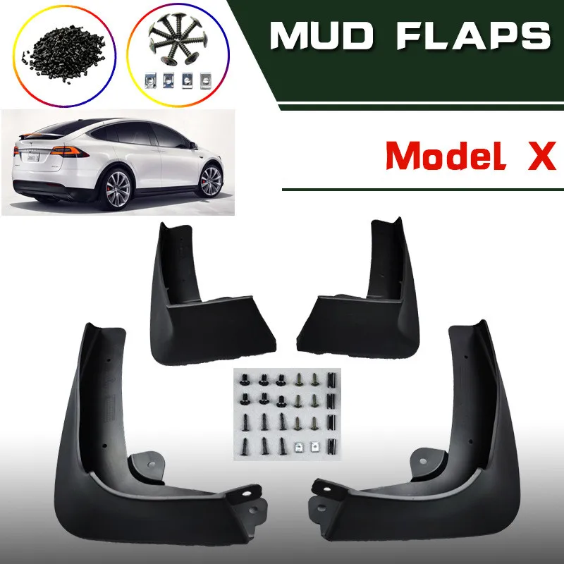 

4pcs Wheel Mud Guards Fender For Tesla Model X ModelX 2015 2016 - 2022 Mud Flaps Splash Guards Mud Flaps Mudguards Accessories