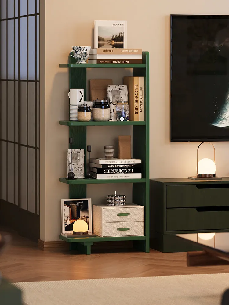HYS solid wood floor-to-ceiling bookshelf household living room corner shelf integrated storage against the wall locker does not