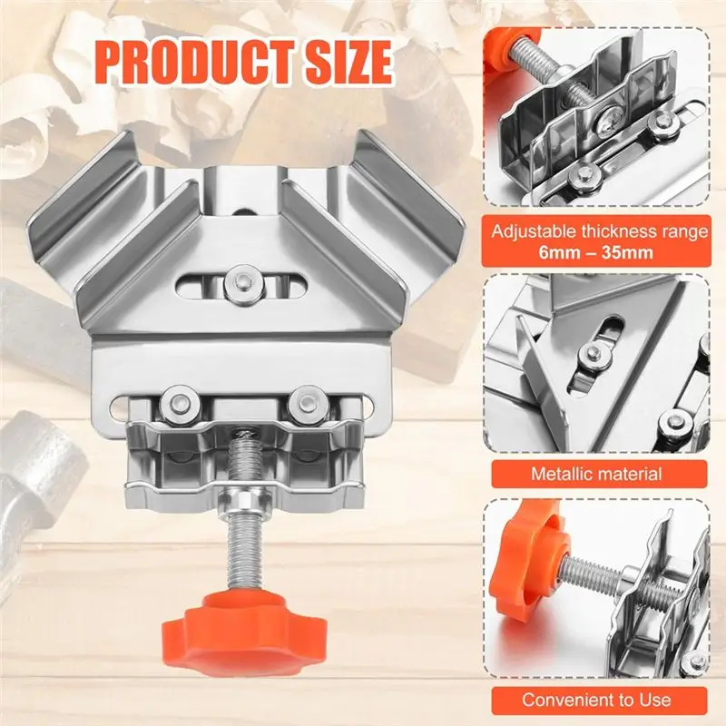 DT17 2 Pieces Stainless Steel Right Angle Corner Clamp, 90 Degree T Shaped Woodworking Clamping Tool for DIY Framing Welding