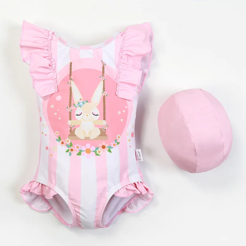 Cute Children's Swimsuit Girls One-piece Bikini New Cartoon Rabbit Girl Sleeveless Swimwear