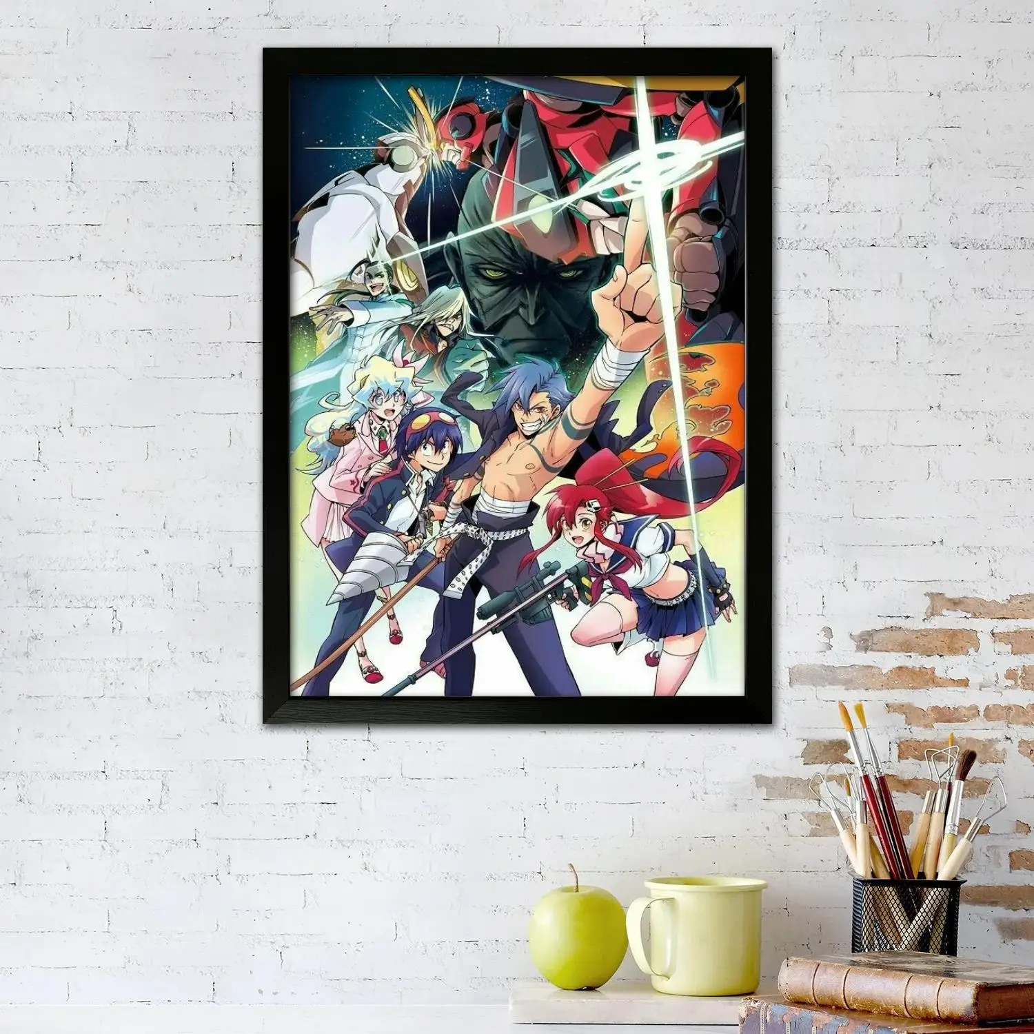 Tengen toppa gurren lagann المشارك يطبع الرسم على لوحات القماش الجدارية المشارك لغرفة المعيشة العائلية الحديثة ديكور المنزل