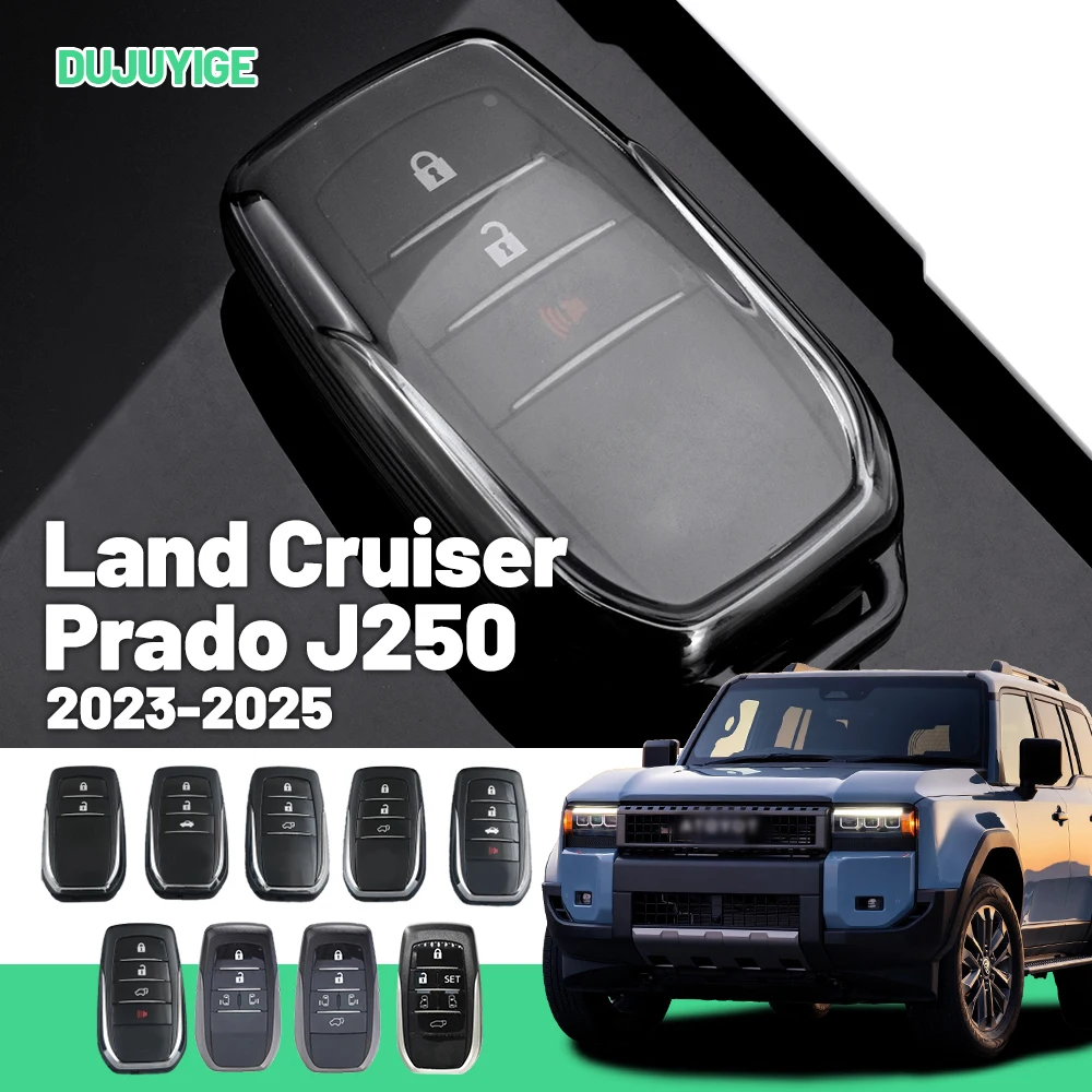 Clear TPU Car Key Case For Toyota Land Cruiser Prado J250 2023-2026 Key Fob Cover Protector Shell Auto Accessories 2024 2025