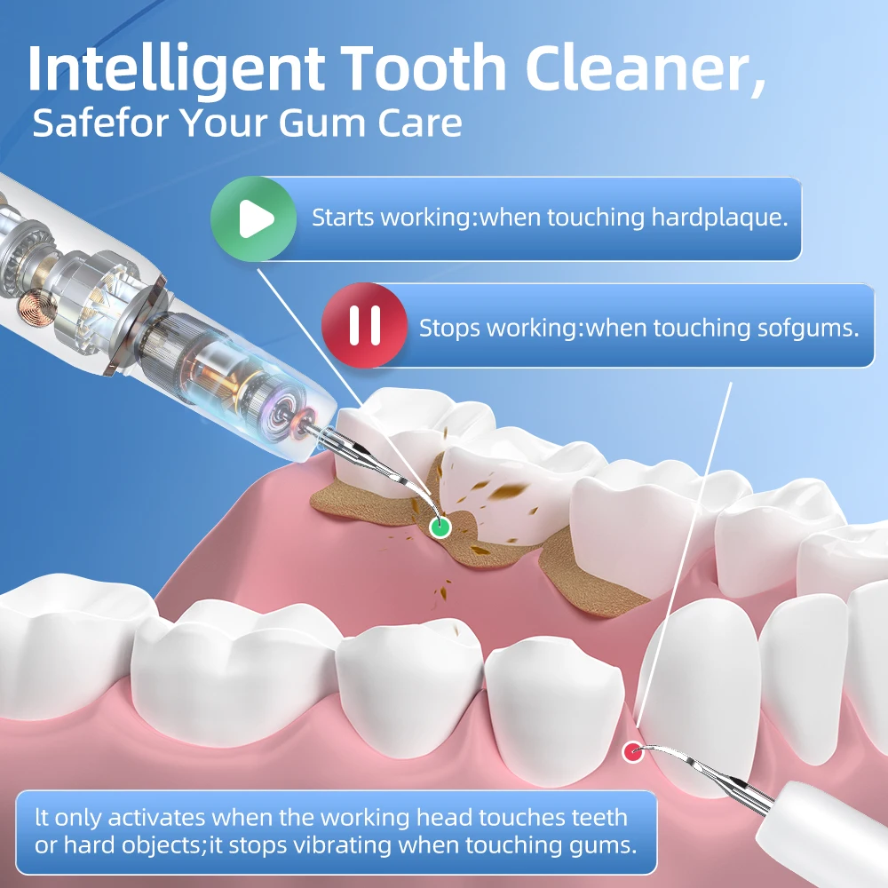 Curvy moon t4 portátil ultra sônico escova de dentes elétrica profissional placa cálculo remoção manchas dente removedor ferramentas limpeza