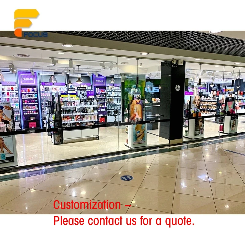 custom.Custom Retail Shop Tempered Glass Glass Showcase Factory Custom Cosmetic Display Cabinet