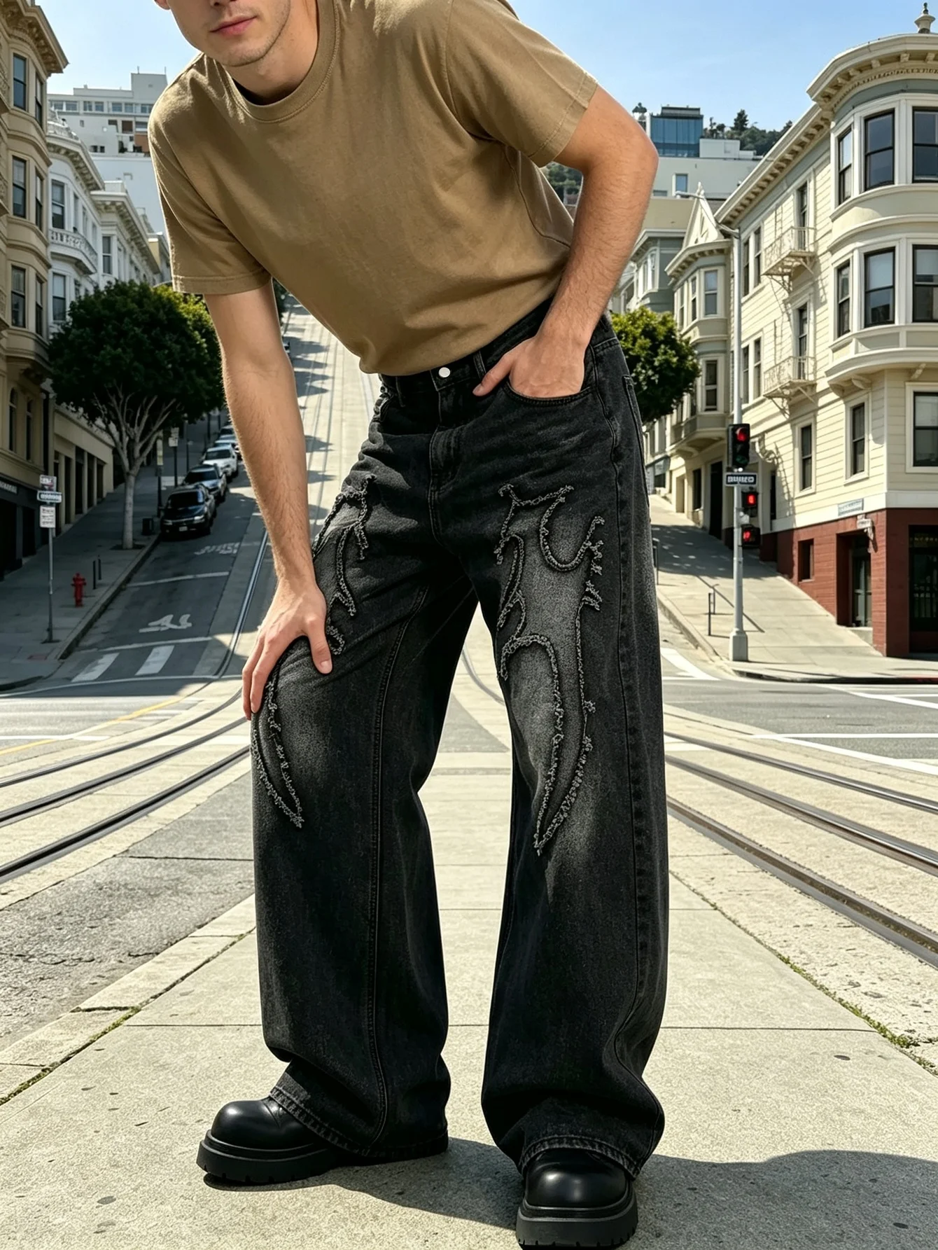Slim Straight Y2K Trendy American Street Lightly Faded Denim Jeans Wearproof Denim Material All-Match Daily Wear, Romantic Holid