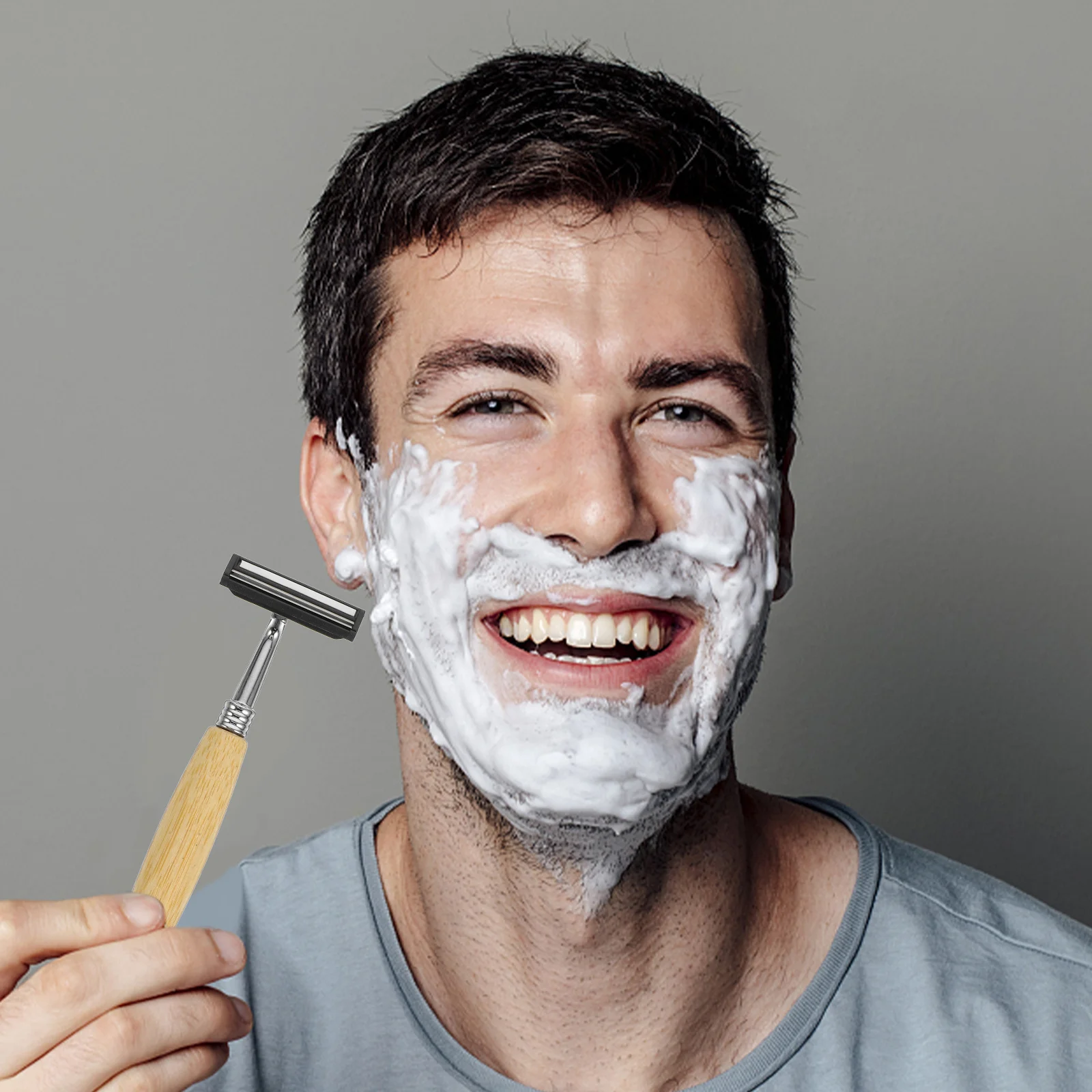 4 قطع من ماكينة الحلاقة بمقبض من الخيزران، شفرة من الفولاذ المقاوم للصدأ، ماكينة حلاقة يدوية، ماكينة حلاقة ناعمة، هدية مثالية، تصميم كلاسيكي صديق للبيئة