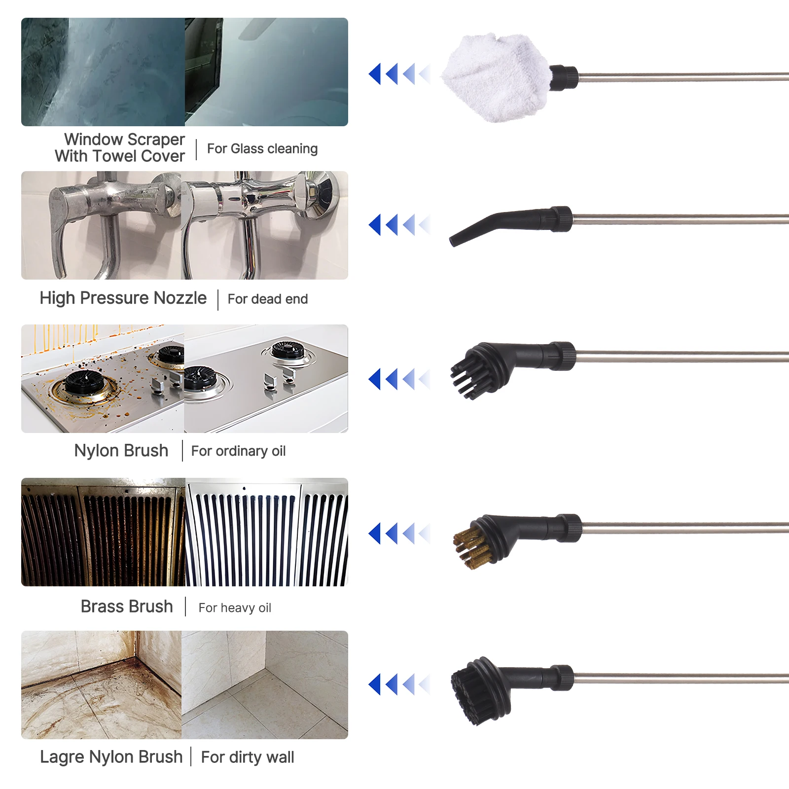 Pressurized Handheld Multi-surface Steam Cleaner 6 Levels Adjustable Deep Cleaning Steamer with Portable Handle for Clothes Car