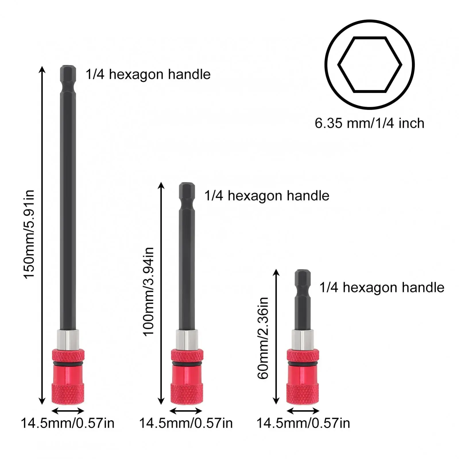3pcs/set Magnetic Electric Screwdriver Bit Holder Adapter Quick Release Hex Shank Extension Bar Socket Screw Driver Drill Bit