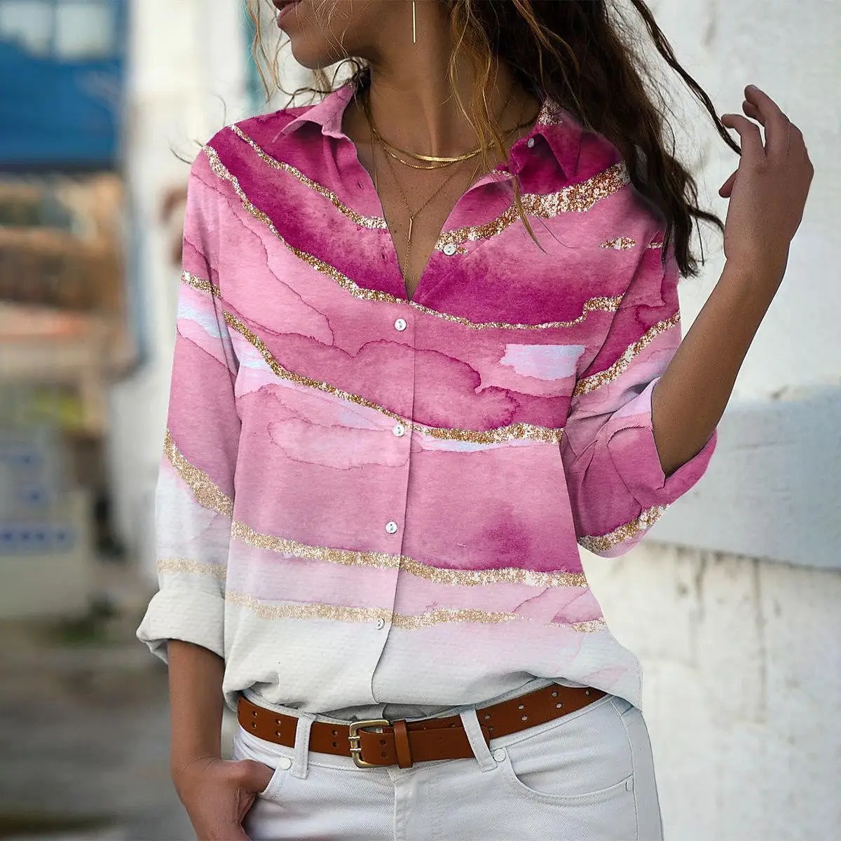 

Fashion Multi-color Pattern 3D Print Women Long Sleeve Shirts Autumn New Holiday Casual Ladies Blouse Women's Clothing