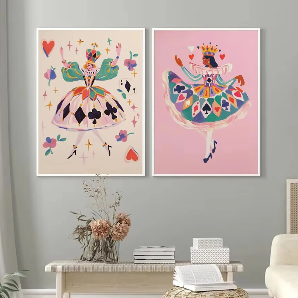 Queen of Hearts Poker Poster Colorful Playing Card Print Canvas Painting Preppy Wall Art Pictures for Room Home Aesthetic Decor - view 4