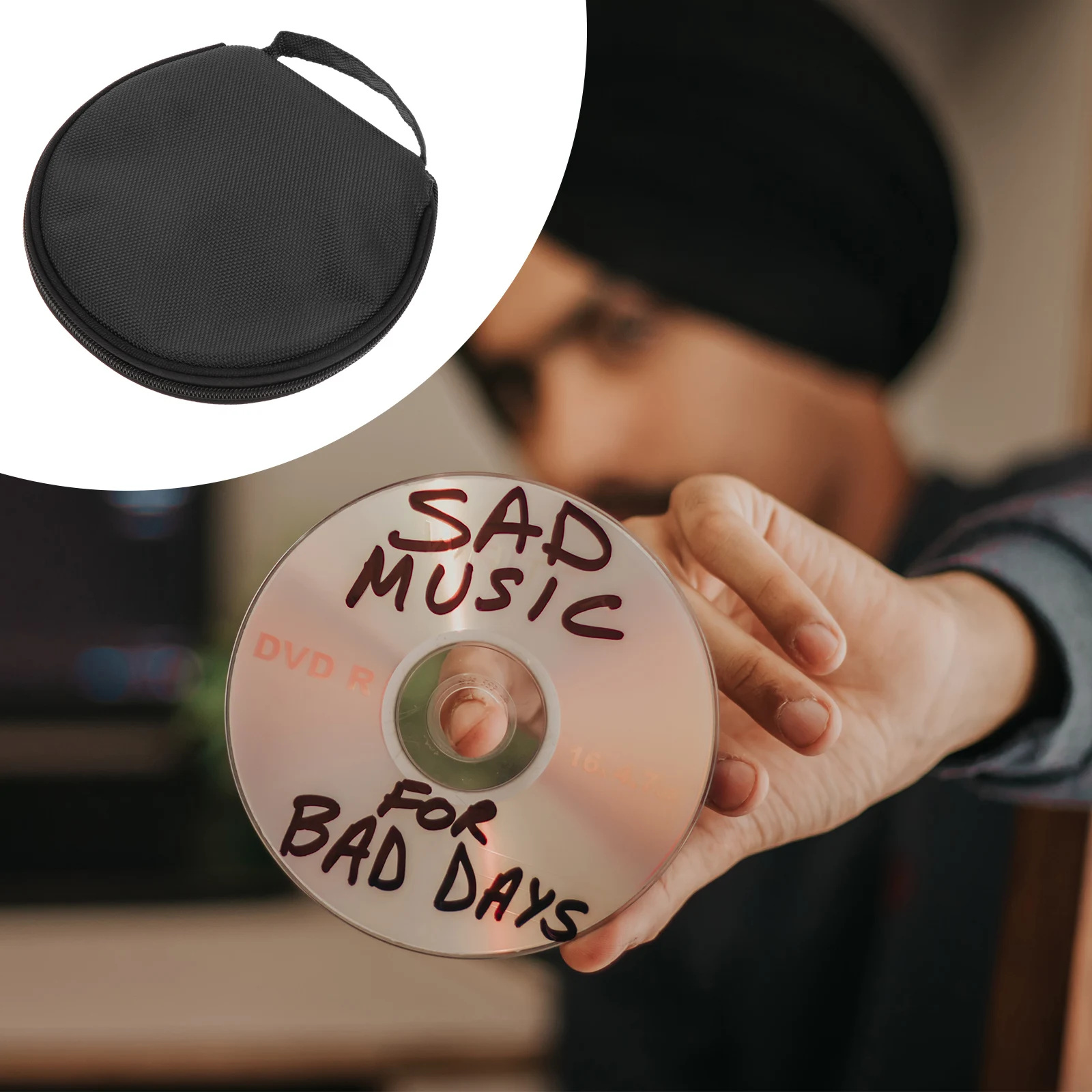 Cd Bag Large Capacity Dvd Storage Pouch Disc Holder Case Car Organizer Zipper Closure Portable Protector