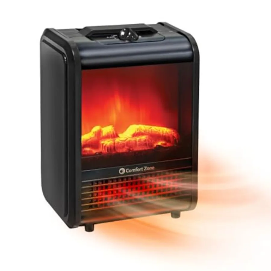 

Electric Mini Fireplace Space Heater with Realistic 3D Flame, Stay-Cool Body, Carry Handle, Overheat Sensor, and Safety Tip-Ove