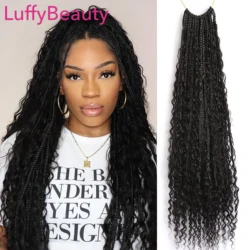Crochet Boho Box Braids With Human Hair Curls Pre-Looped Synthetic Braiding Hair 14-30inches Curly Braids Hair LuffyBeauty