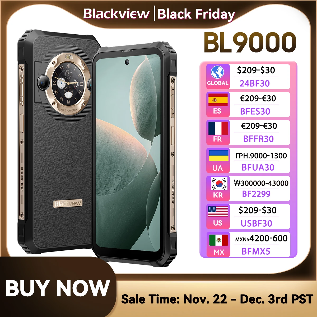 [العرض الأول في العالم] هاتف Blackview BL9000 5G متين بشاشة 6.78 بوصة 2.4K FHD+ (12+12) جيجابايت 512 جيجابايت هاتف محمول 8800 مللي أمبير في الساعة مع 120 وات