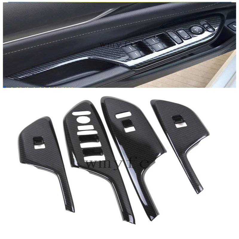 Car Interior ABS Door Armrest Window Lift Button Panel Cover Trim Decal Fit For 2016 2017 Honda Civic 10th Car Styling