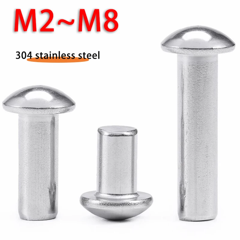 5Pcs-100pcs SUS304 Stainless Steel Round Rivet M2M2.5M3M4M5M6M8 Solid Semi Round Percussion Punchself-plugging Rivet GB867