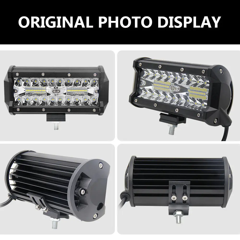7 inch 120W Car LED Light Bar Offroad 4x4 Spotlights Fog Lamp 12V 24V Headlight Truck Farm Tractor Boat SUV ATV Work Light