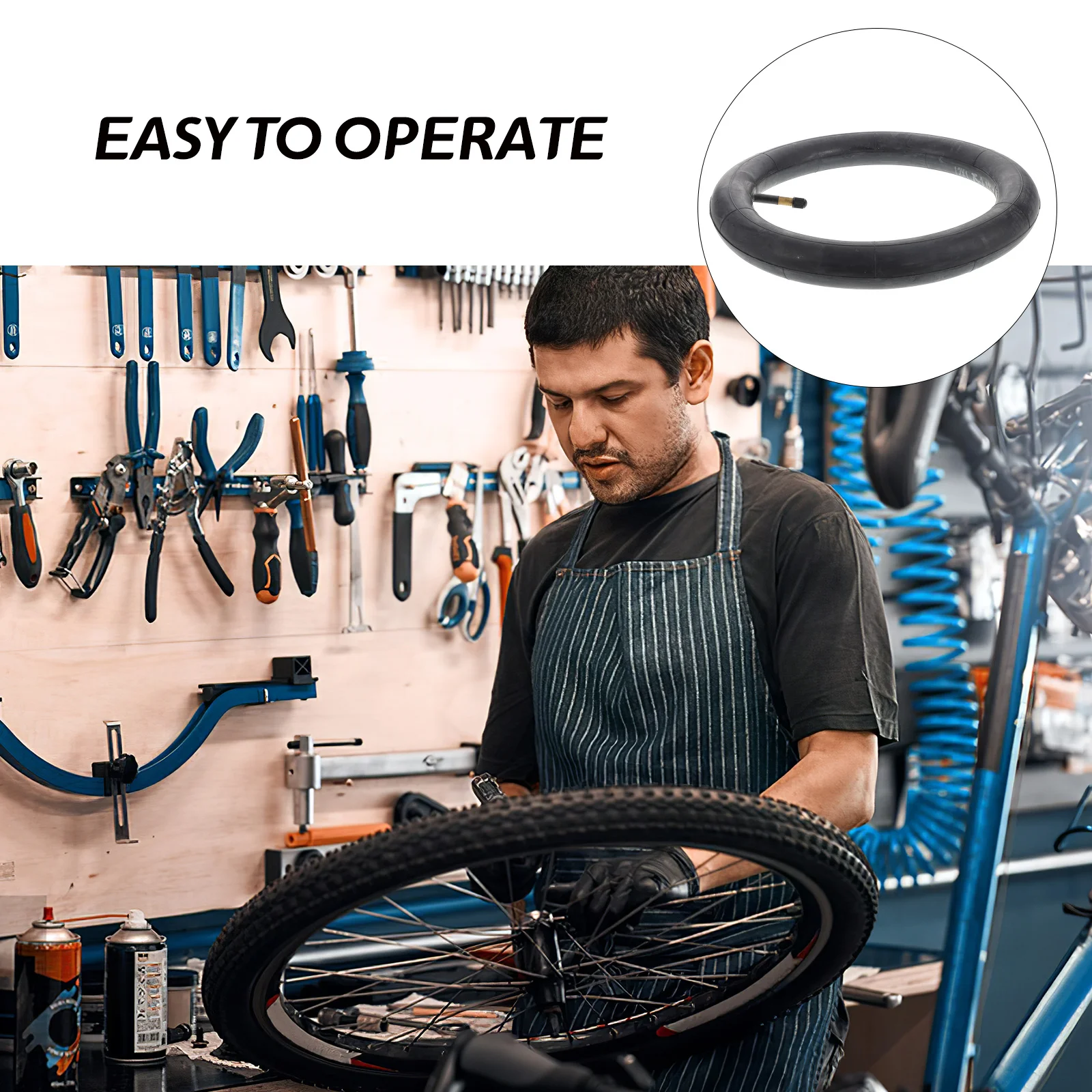 

Bike Inner Tube 48mm Extended Valve Butyl Rubber Replacement Tube for Road Mountain Kids Bike Tires Black Bicycle Tire Levers