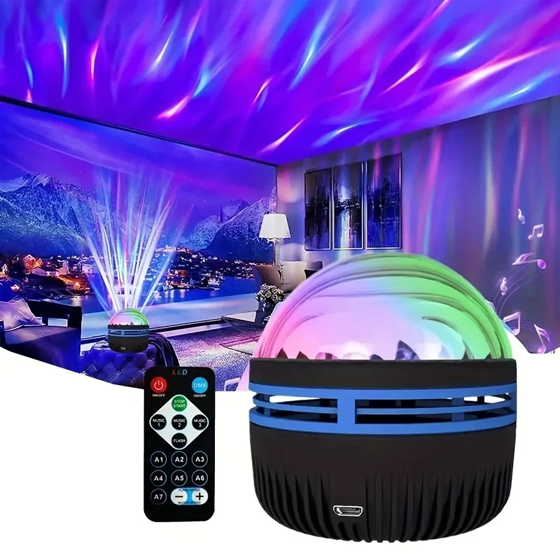 Starry LED Night Light, Water Ocean Wave, Starry Projector, USB Galaxy, Creative Romantic Decoration for Home Room, Bar, Disco