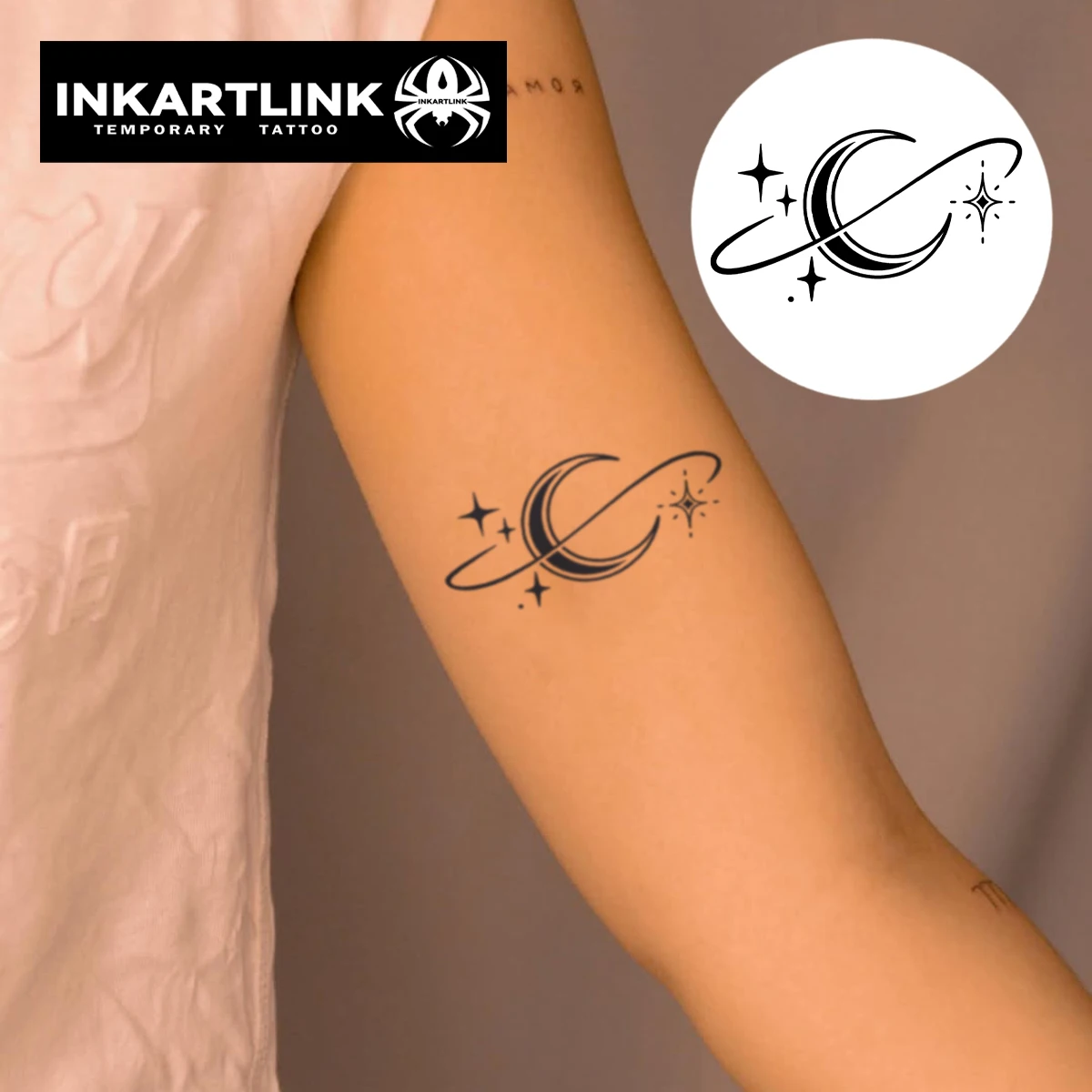 Moon Temporary Tattoo,Lasts To 15 Days New Technology Magic Waterproof Semi Permanent Sticker.
