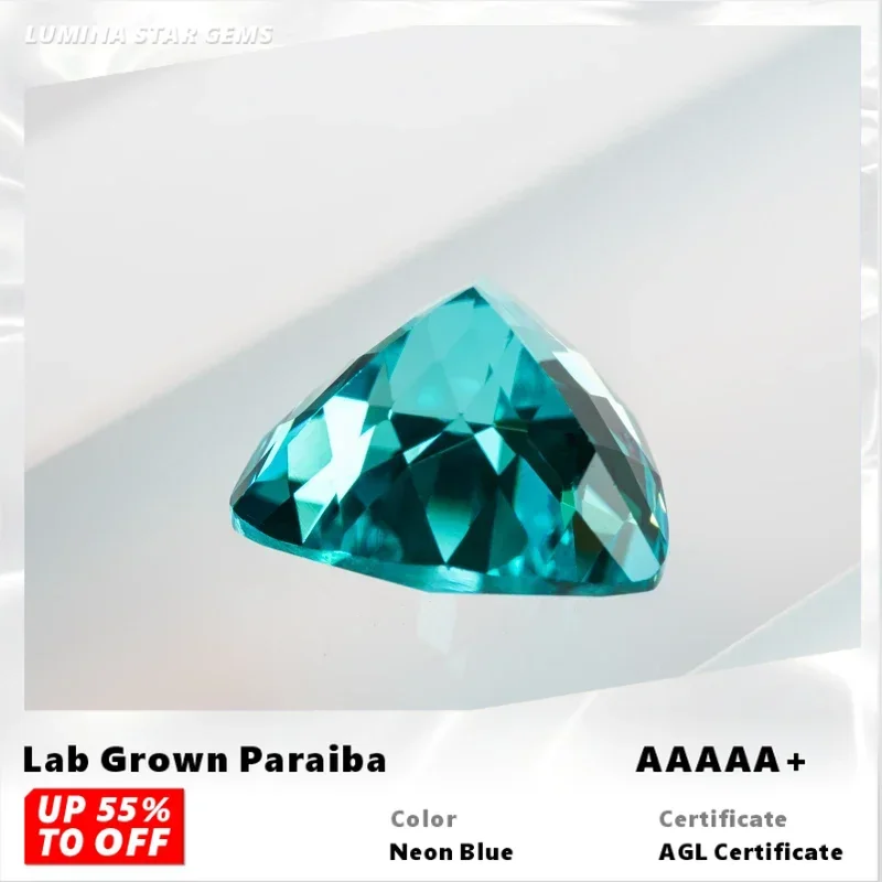 

L-Lab Grown Sapphire Paraiba Triangle Size 6x6mm VVS1 Charms Diy Advanced Jewelry Making Materials Selectable AGL Certificate