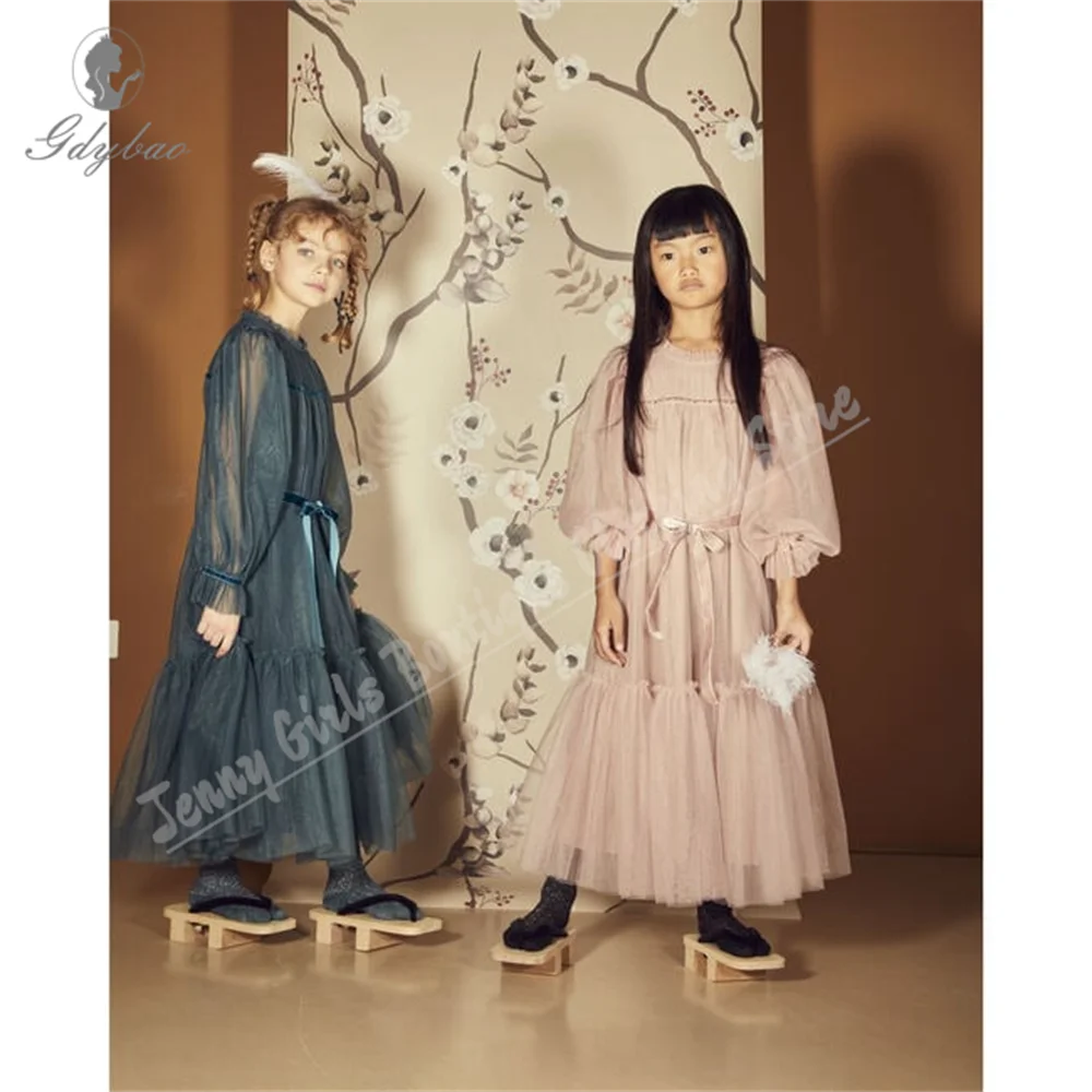 

Elegant Party Dresses Mesh Long Sleeve Dress Suitable For Wedding Bridesmaids and Children's Birthday Party Attire