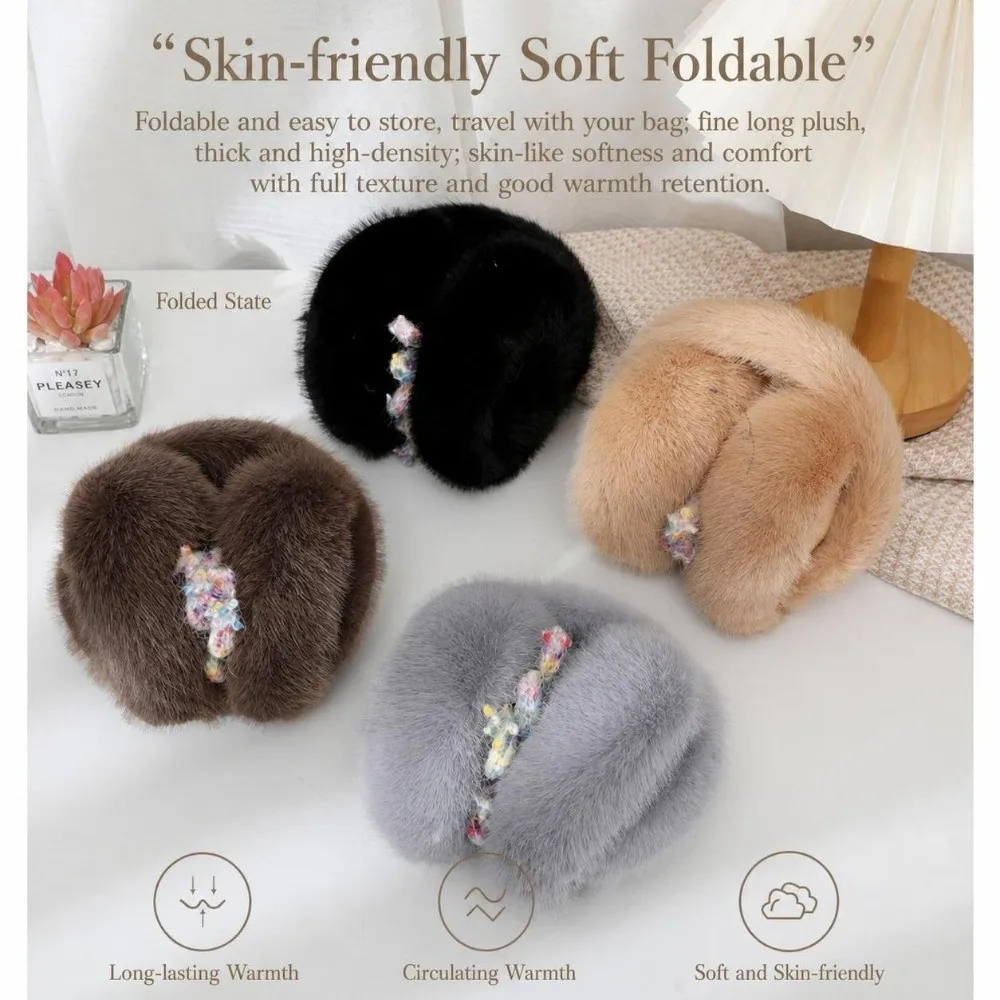 Warm Imitation Mink Fur Earmuffs Lovely Bow Decor Fluffy Thermal Ear Muffs Portable Soft Bowknot Earmuffs Winter Outdoor