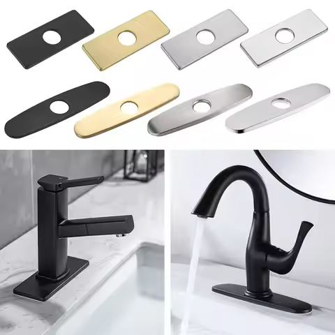 Stainless Steel Faucet Plate Hole Cover Bathroom Kitchen Sink Tap Cover Deck Plate Square/Oval Faucet Escutcheon Plate Base