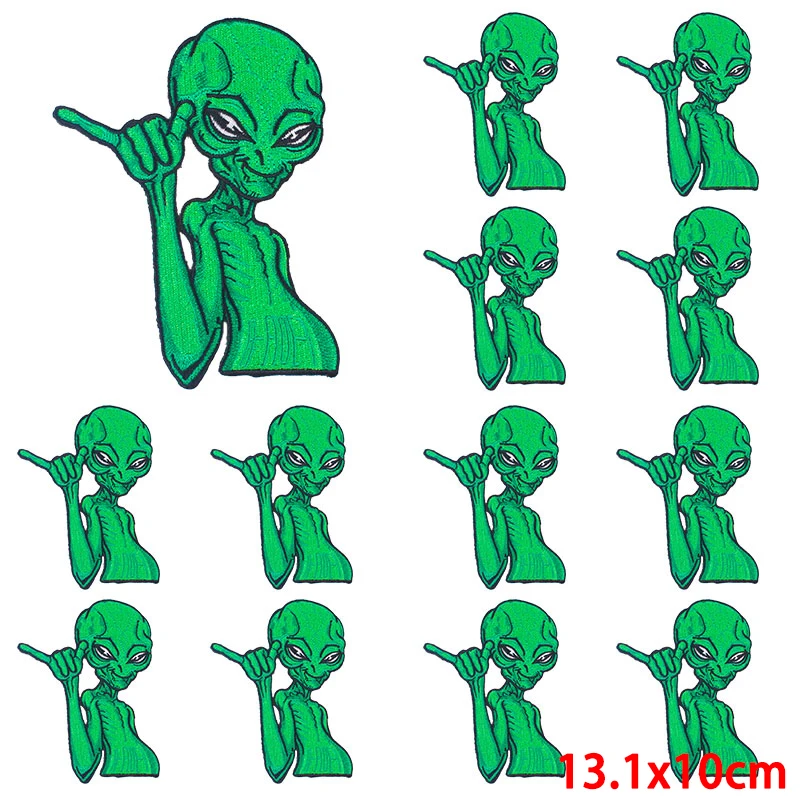 10 pcs/lot wholesale Space Alien Embroidery Patch Iron On Patches For Clothing Thermoadhesive Patches On Clothes Sewing Patch