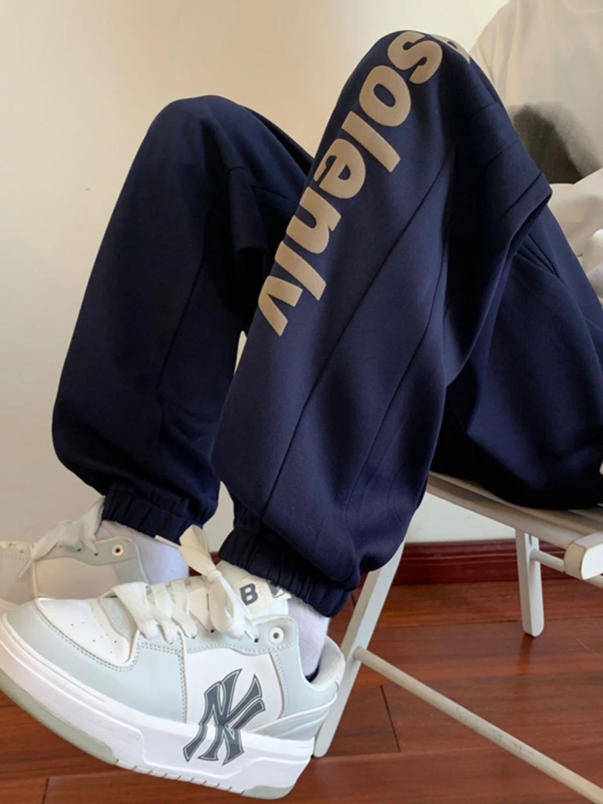 

American Sle Fce Lined Baskeall Sport Pants Men's Oversize Youth Nine Points Baggy Long Trousers Winter Casual Wear