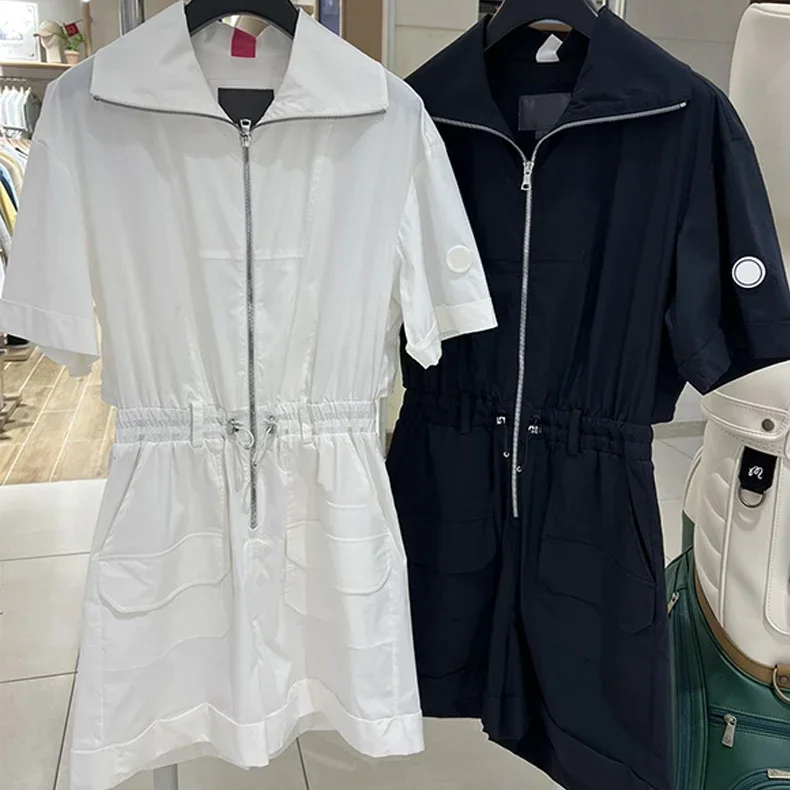 

2024 Korean Original Women's Dress Golf Apparel Slim Fit Zipper Zipper Temperament Sportswear Quick-drying and Comfortable