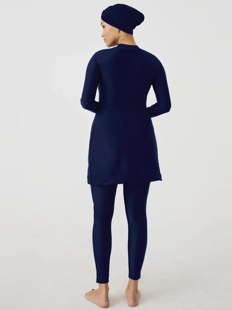 Burkini Langarm-Sport-Badeanzug, schmale Passform, Badeanzug für Damen, bescheidene muslimische Badebekleidung, Hijab, Oberteil, Hose, schnell trocknend, UPF50+