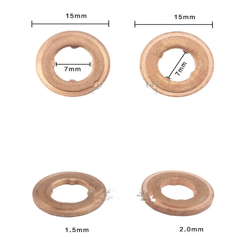 50PCS 7x15mm EURO-III common rail injector nozzle copper pad gasket for diesel injector sealing, diesel pump repair tool parts