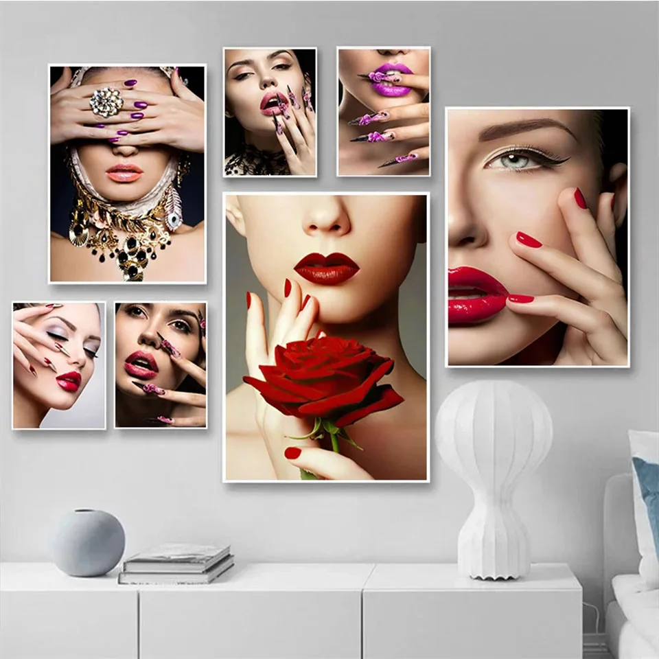 Fashion Nail Shapes Beauty Salon 5D Diamond Painting Cross Stitch Kit Decor Makeup Nail Gifts Embroidery Full Square Round Drill