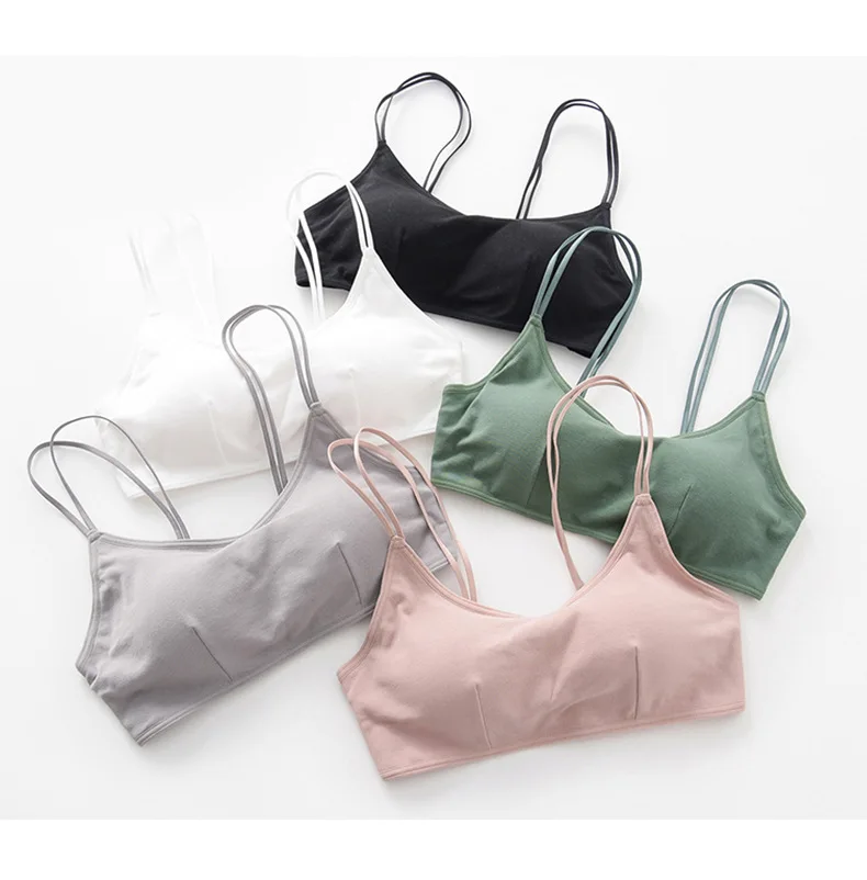 2024 Summer New Women's Wrapped Chest Strap Tank Top Pajamas Women's Cotton Anti glare Strap Chest Pad Bra Bra Bra Home Fur