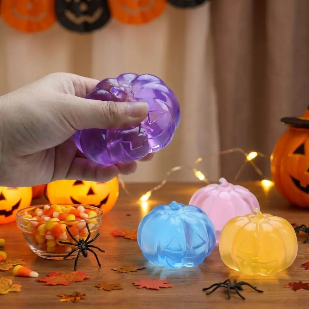 Super Soft Halloween Pumpkin Squishy Slow Rebound Crystal Clear Pumpkin Squeeze Simulation Squidgy Fidget Pumpkin