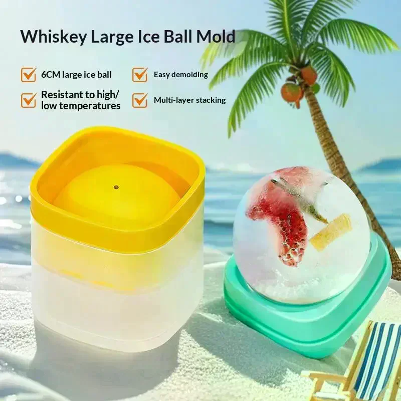 Large 6CM Ice Ball Mold Easy Demold Heat Cold Resistant Stackable For Cocktails Home Parties 1/3Pcs
