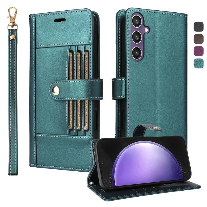 

Роскошный кожаный флип-чехол для Samsung S25 Edge S 25 FE 5G 2025 RFID с 6 картами для Samsung Galaxy S25 Ultra Case S25 Plus Funda