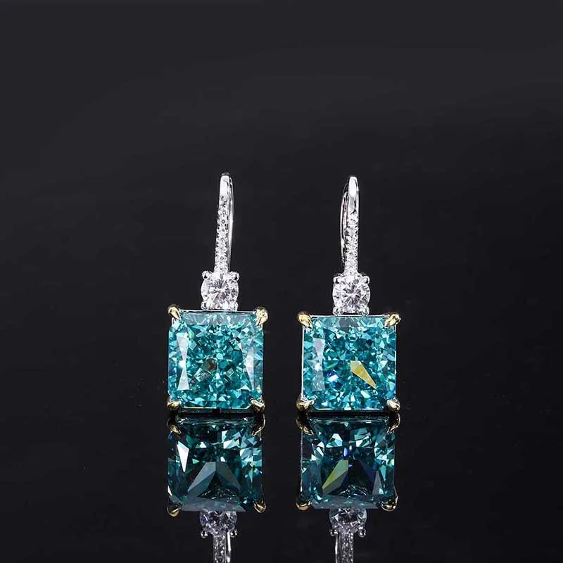 S925 Sterling Silver High Carbon Diamond Mint Green Pendant Ring Earring Necklace Set Women's Jewelry Bridesmaid Gift Luxurious image 4