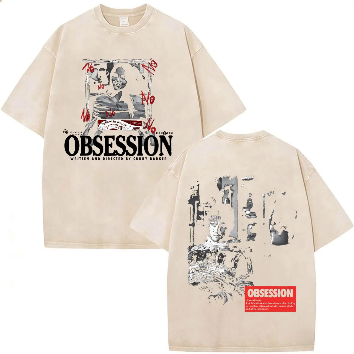 Vintage Washed Horror Movie Obsession One Wish Willow T-Shirt für Herren und Damen, modisches Gothic-T-Shirt aus Baumwolle, übergroß, kurzärmelig – Detail 4