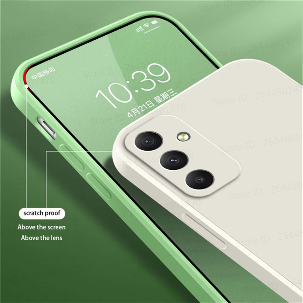 Square Liquid Silicone Phone Case for Samsung Galaxy A55 A35 A15 5G 4G Protective Soft Shockproof Back Cover Samsung Girls Bags