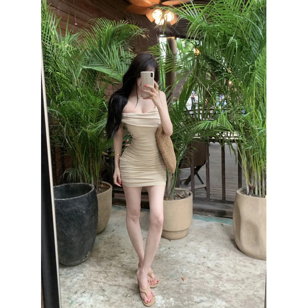 

Summer 2026 Women's Ruffle Short Dress with Chest Pad Versatile Slim Fit Bodycon Skirt Universal Size Citywalk Lenzing Lyocell