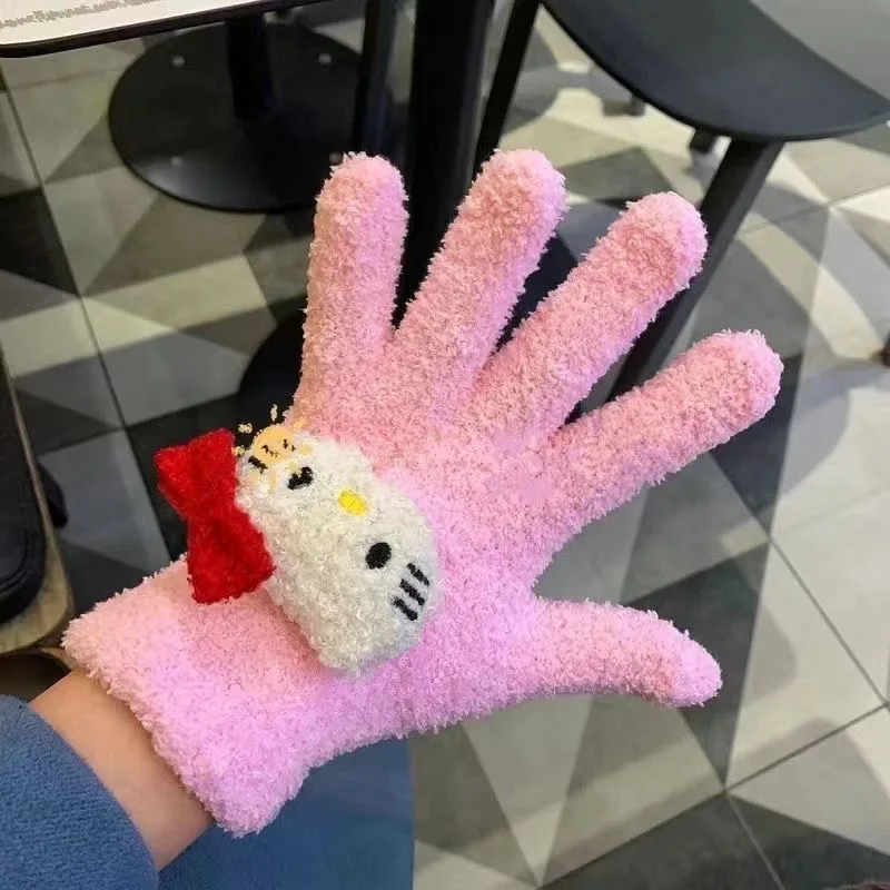 Children Winter Gloves Coral Fleece Thicken Mittens Snow Cartoon Kids Glove for Boys Girls Keep Finger Warmer 4-8Years Old