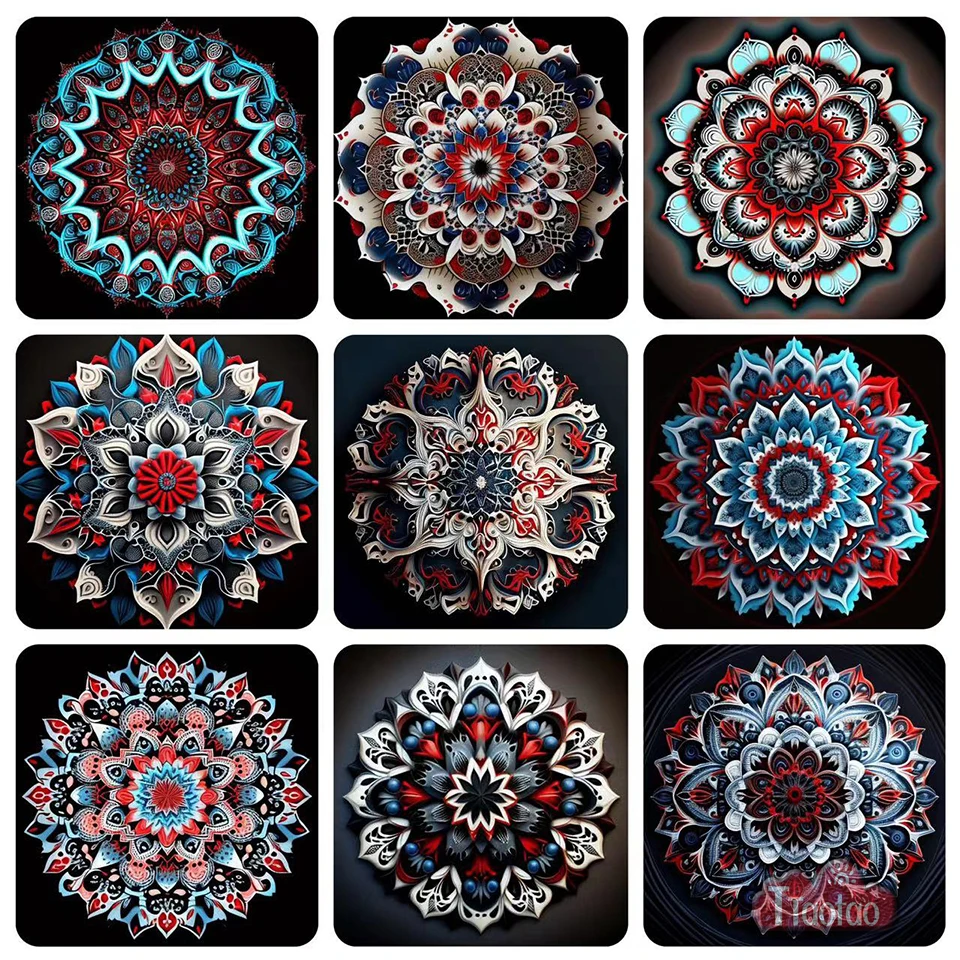 New Arrival 5D Abstract Mandala Flower Pattern Diamond Painting DIY Square Round Mosaic Rhinestone Bead Embroidery Home Decor