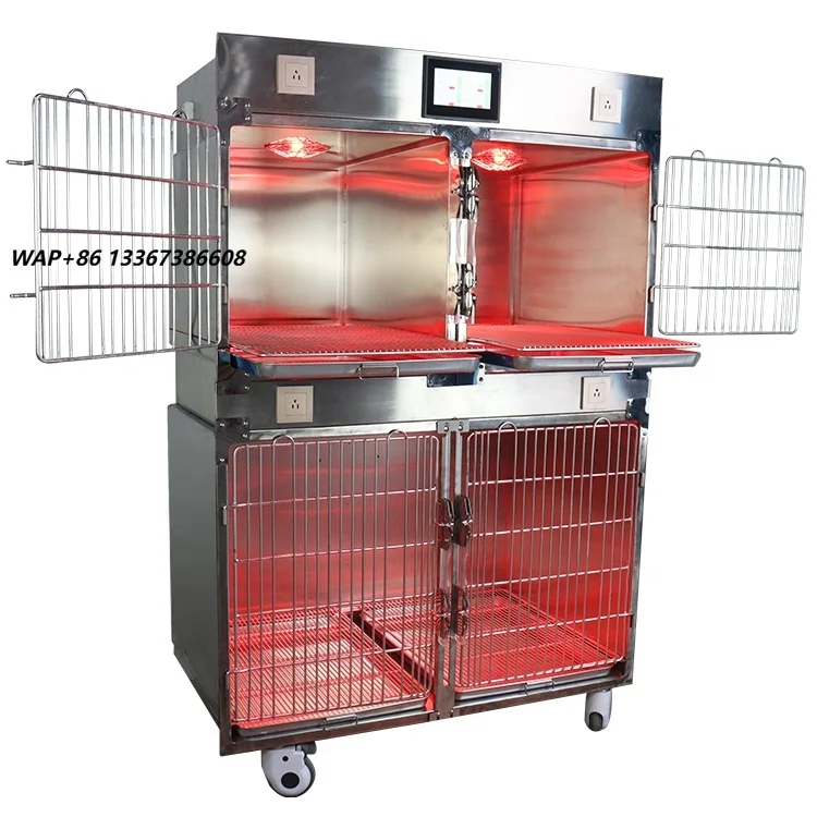 Veterinary hospital clinic cat dog pet animal cage veterinary oxygen infrared treatment cage pet icu cage