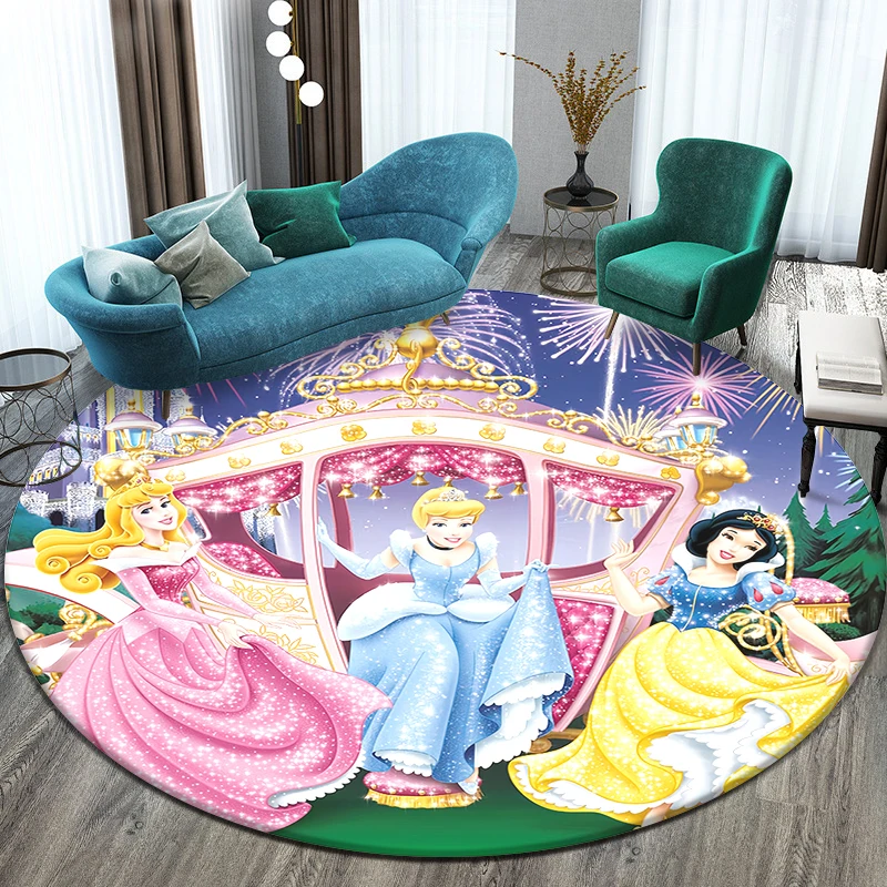 MINISO Fairy princesses HD Printed Circular Carpet, Bedroom Decorative Carpet Living Room Bathroom Picnic Camping Non-slip Mat