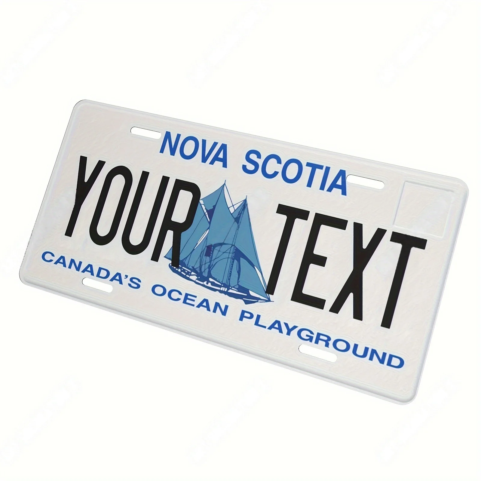 1pc 2D Flat Personalized Canadian Ocean Theme Aluminum Sign 6x12Inch 15.24x30.48cm, Custom Nova Scotia License Plate Plaque for